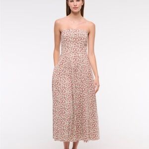 Abercrombie Mila Strapless Midi Strawberry Dress 🍓